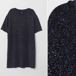 Black/glittery Coated T-shirt Dress